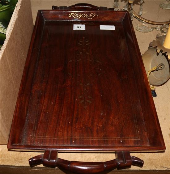 Rosewood & brass inlay tray